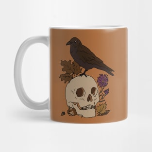 Fall Crow with Skull and Mouse Drawing Mug